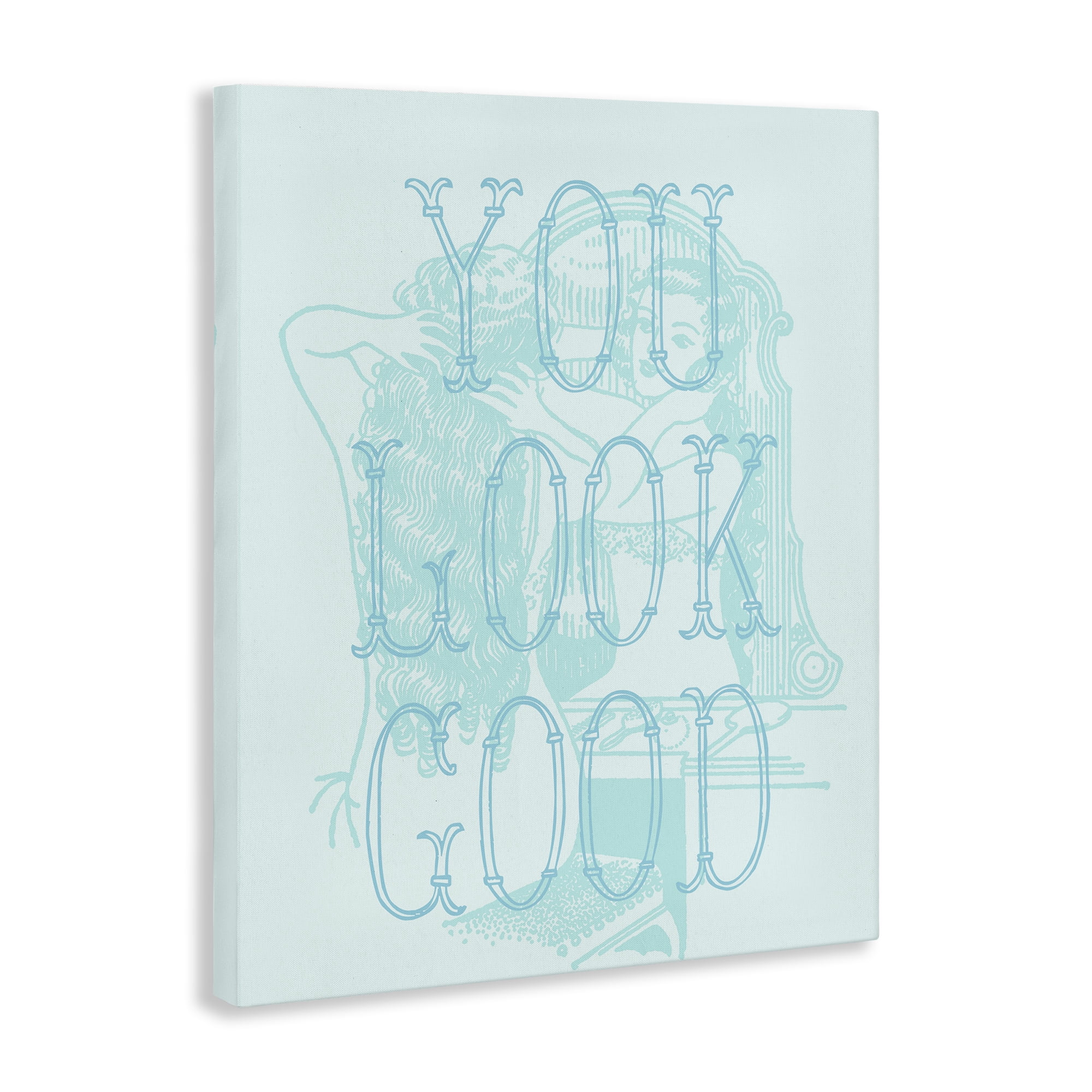 Stupell Industries You Look Good Girl in Mirror People Painting Wrapped Canvas Art Print Wall Art, 30 x 40