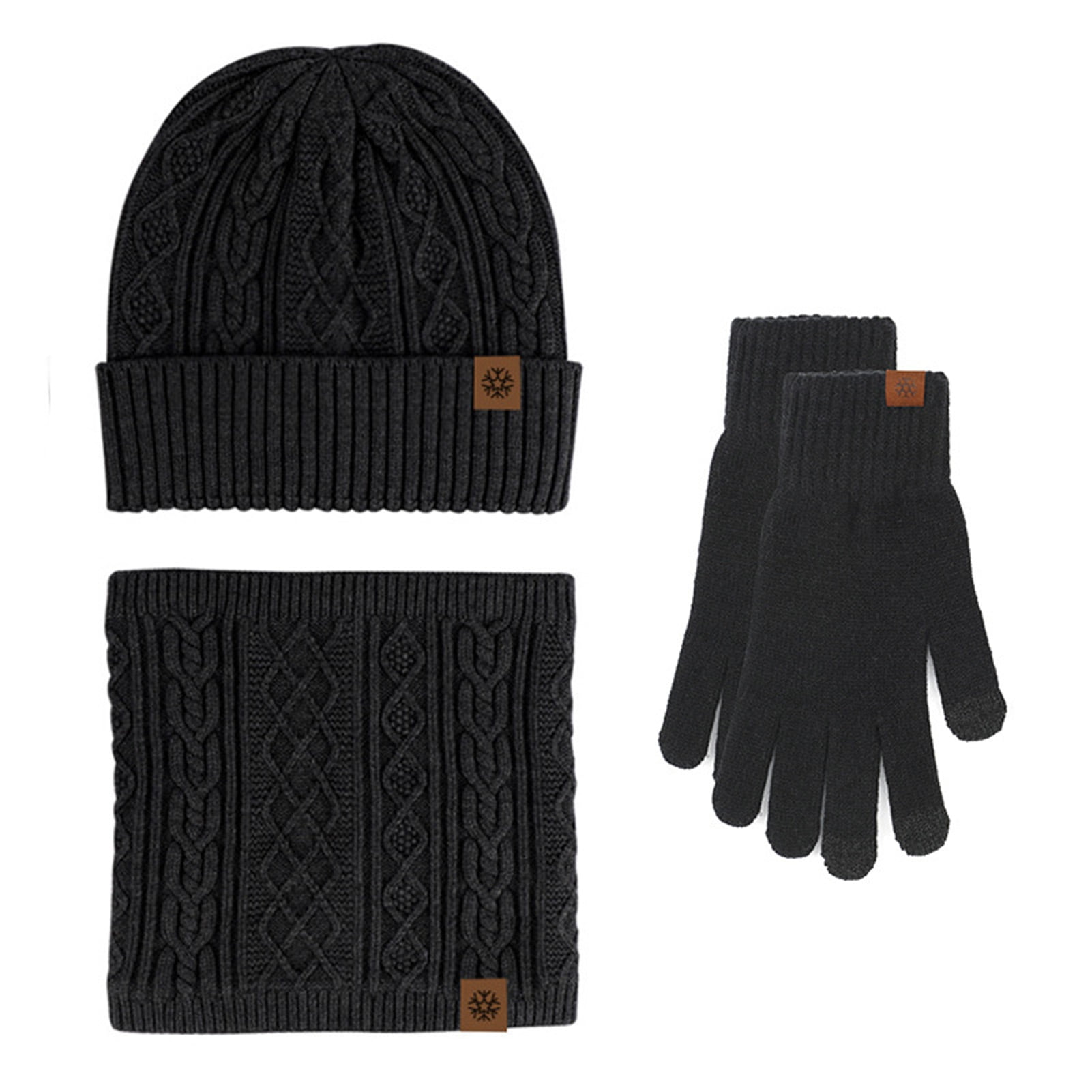 ZOELNIC Men Winter Warm Hat Scarf Set Knit Visor Beanie Fleece