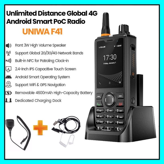 UNIWA 2.4" Zello Walkie Talkie F41 4G Smartphone Android 8.1 phone-y-communication Waterproof PTT 4600mAh NFC Cellphone