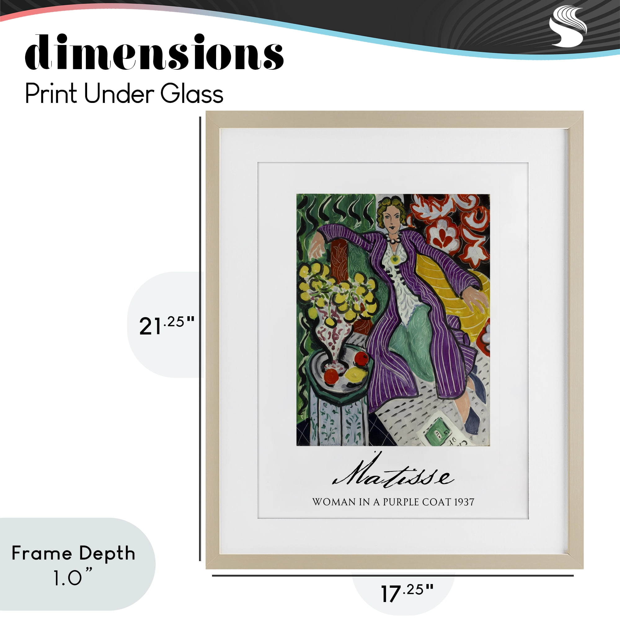 Stupell Industries Matisse Woman In Purple Coat Birch Framed Print Under Glass, design by Vintage Hustle