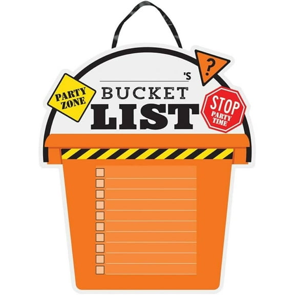 Orange Bucket List Cardboard Sign (13" x 15") Party Decorations Construction