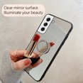 thumbnail image 4 of Nalacover Mirror Phone Case for Samsung Galaxy S21 FE with Diamond Ring Holder Bracket Clear Imaging Cover, Slim Fit Makeup Soft Silicone Shockproof Lens Protection Case for Women Girls, Silver, 4 of 9