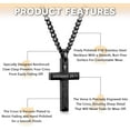 thumbnail image 6 of Rynsito Inspirational Bible Verse Cross Necklace for Men Son, Stainless Steel Plain Black Silver Cross Pendant Necklace for Men 20-24 Inches Curb Chain Faith Jewelry Gift, 6 of 6