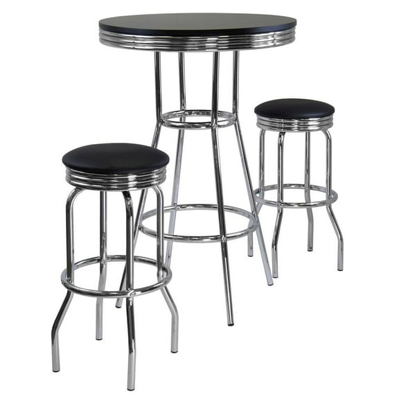 FurniFact Metal Bar Table And Stools Set With Swivel Chairs, Retro Pub Dining Set
