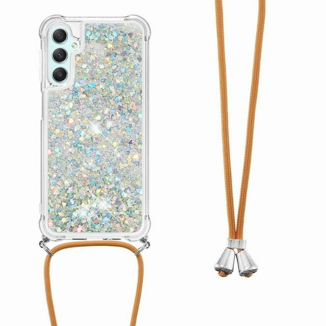 Funda FOXDOCK para Samsung Galaxy A24 4G con Cuerda Ajustable, Brillo Líquido, Protección Antigolpes y Lente – Ideal para Regalo