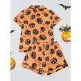 thumbnail image 4 of WIBACKER S-2XL Halloween Womens Pajamas Set Short Sleeve Button Down 2 Piece Loungewear Sets Ghost Pumpkin Sleepwear, 4 of 7