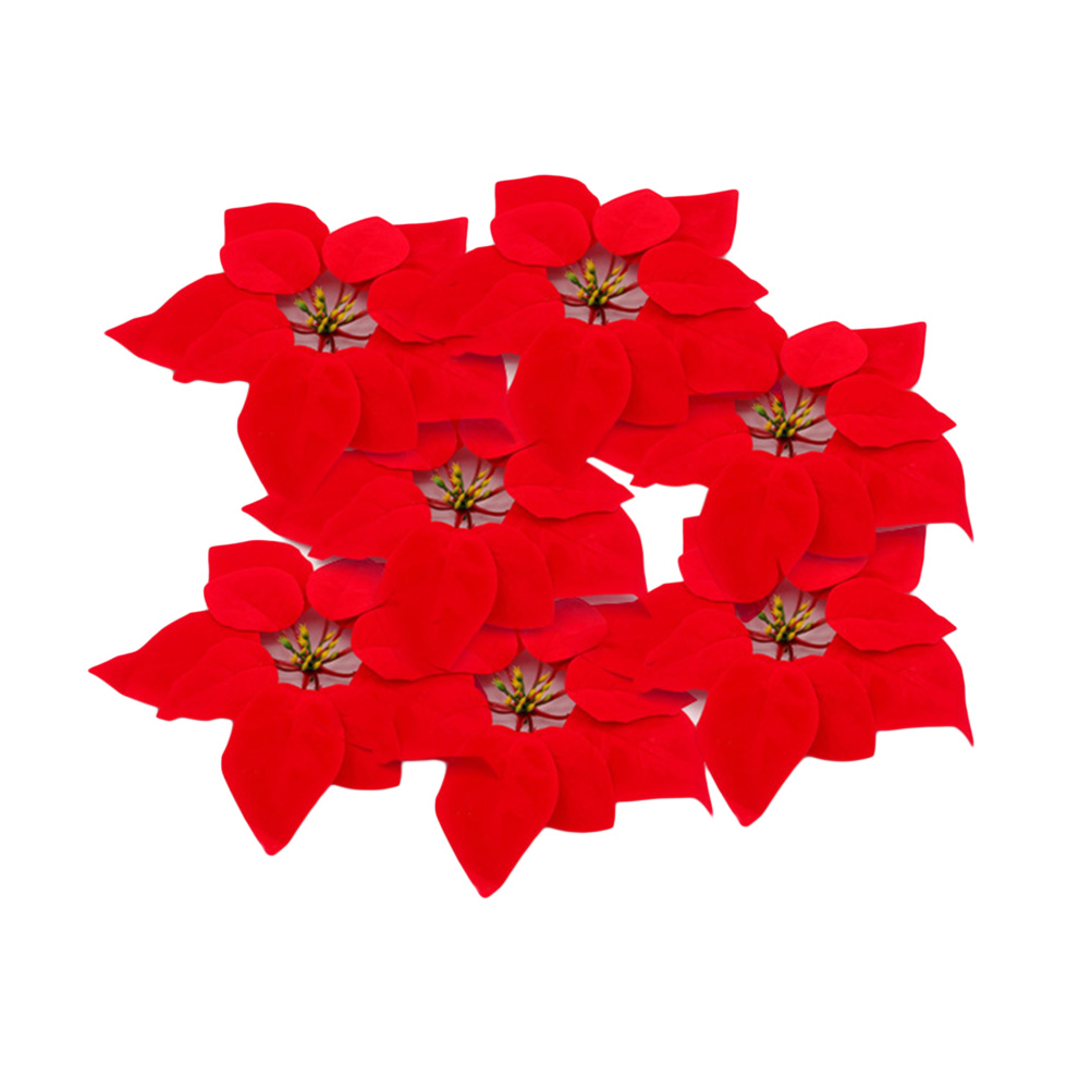 OUNONA 20pcs Artificial Poinsettia Floral Heads Christmas Tree Decorations Xmas Home Front Door Wreath Table Centerpieces Arrangements