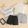 thumbnail image 3 of Gubotare Baby Boys Outfits Newborn Baby Boy Shorts Set Short Sleeve Striped Romper Tops + Shorts Infant Casual Summer Clothes 0 3 6 9 12 18 24 Months,Light Gray, 3 of 6