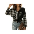 thumbnail image 5 of SAYOO Women Plaid Jacket, Long Sleeve Turn-down Collar Button Closure Casual Tops Outwear, 5 of 7