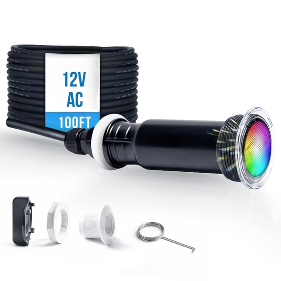 Pool Lights for Inground Pool, Direct Replacement for Pentair GloBrite, 1.5 Inch LED Color Inground Pool & Spa Light, IP68 Waterproof, AC12V, 100 ft Cord