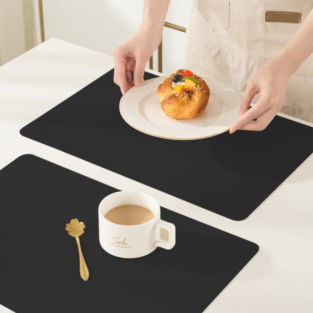 Solid Color Leather Western Dining Mat Oil-Proof Dining Table Mat Hotel Home Dining Mat Non-Slip Bowl Mat Insulation Mat