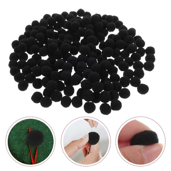 Homoyoyo 500Pcs Black Plush Pom Poms for Multipurpose Clothing and Hat Decorations