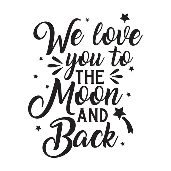 Children Love You To The Moon And Back Loving Quote Wall Decal Decoration Cute Little Stars Falling Star Night Sky Lasts Years and Easily Removable - Size: 16 In(W) x 20 In(H)