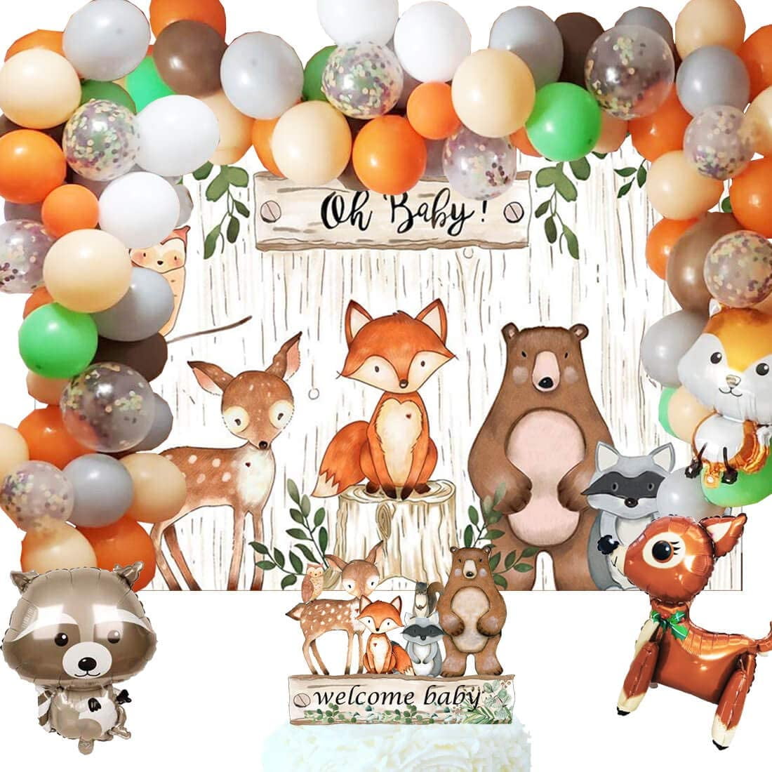 Oh Baby Girl Fox Banner for Woodland Baby Shower or Gender Reveal Party Decorations 