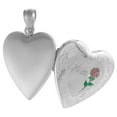 thumbnail image 4 of 3/4 inch Sterling Silver Heart Locket Necklace for Women MOM & Red Rose 24 inch RL_30H, 4 of 4