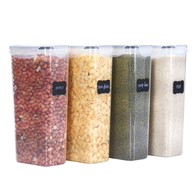 Contenedores herméticos de almacenamiento de alimentos con tapas, 4 recipientes para pasta de 2,8 L para organización de despensa y