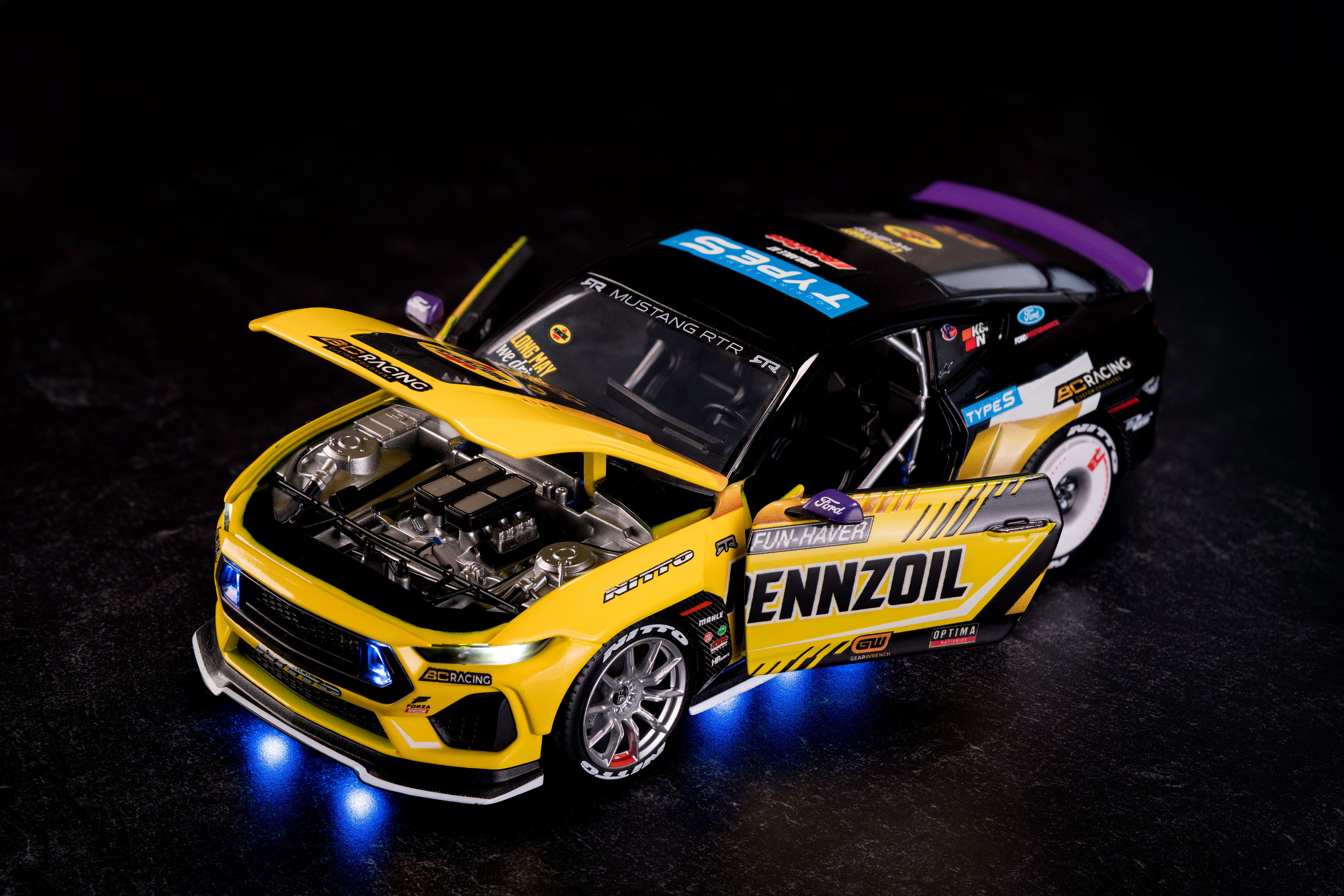 Jada Toys AutoZone 2023 Ford Mustang RTR Chelsea Denofa Die Cast Car 1 24 Scale Championship Livery Collectible Model
