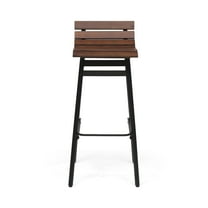 Noble House Pepperwood 35" Wood Barstools in Dark Brown/Black (Set of 2)