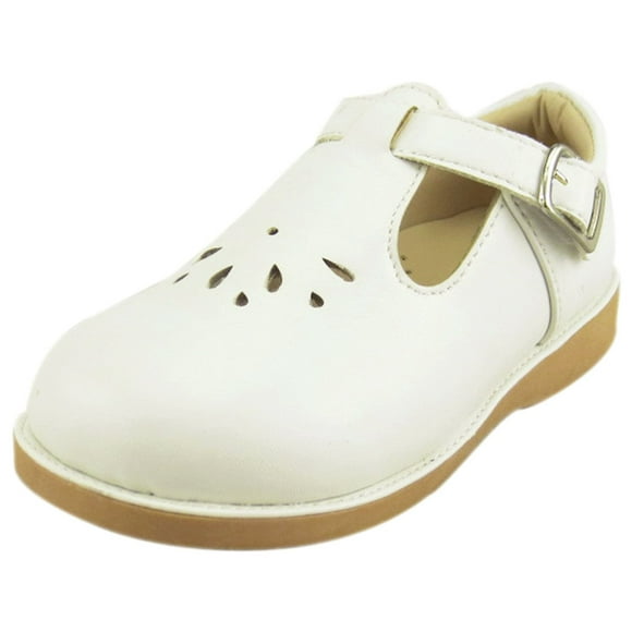 The Doll Maker Upper Cut Out T Strap Flat - FBA173062B-8 White