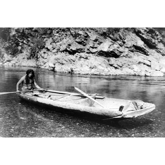 Print: Yurok Canoe On Trinity River, 1923