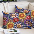 thumbnail image 2 of Boho Blue Flower Pillow Covers 16"x24", Spring Bohemia Chic Red Yellow Floral Soft Brushed Microfiber Breathable Throw Pillow Covers, Decorative Pillowcase with Zipper for Couch Sofa Bedroom, 2 of 9
