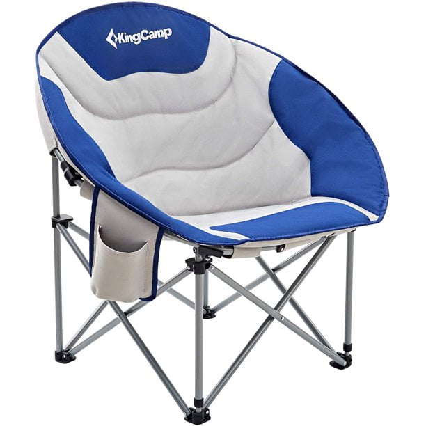 KingCamp Camping Chair Oversized Padded Moon Round Saucer Chairs Folding Camping Chairs Blue