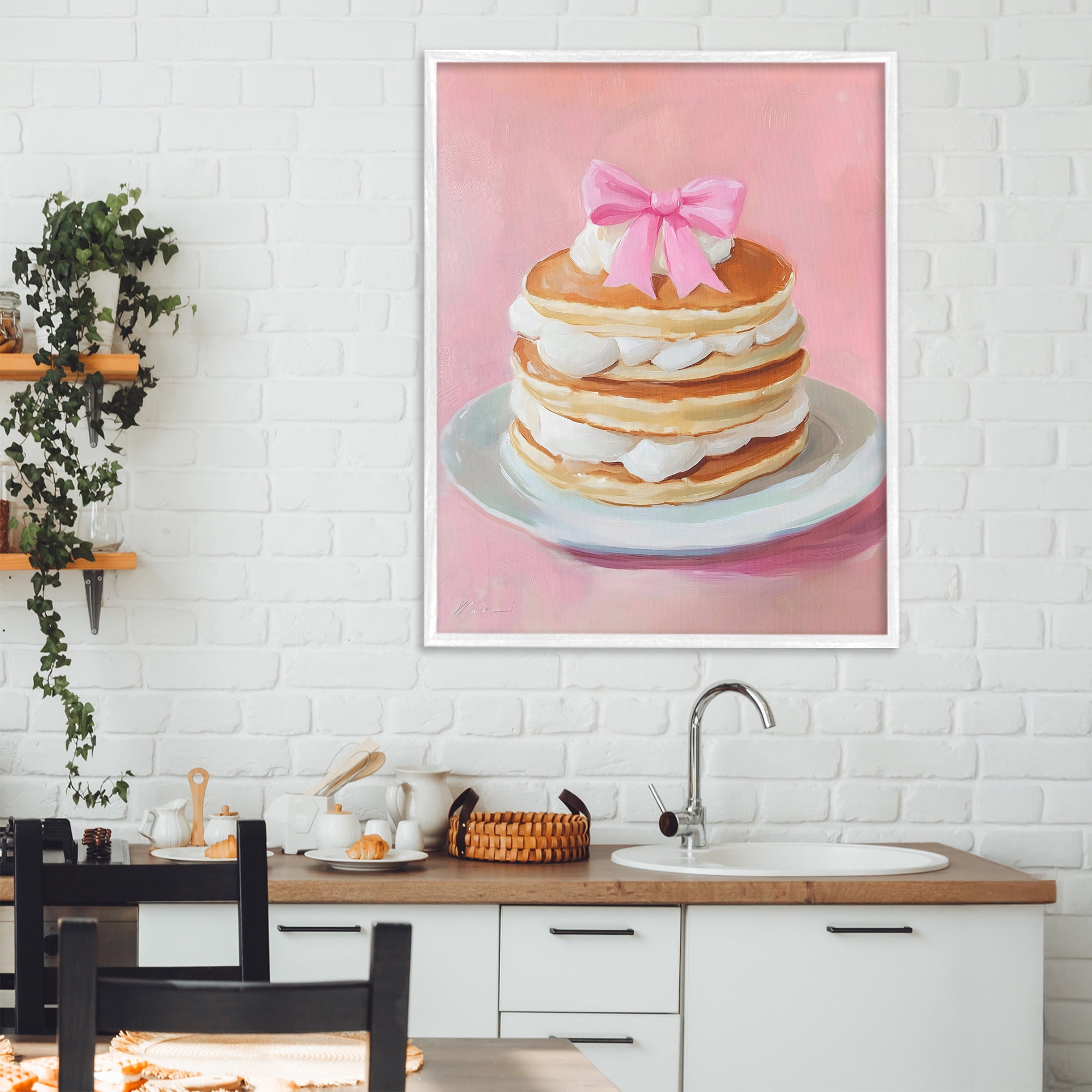 Stupell Industries Coquette Pancakes with Whipped Cream White Framed Giclee Art, design by The Prints Vibe