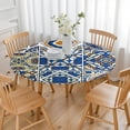 thumbnail image 3 of Stretch Round Tablecloth in Bohemian Floral Design, Elastic Edge Fits 52-56 Inch Tables for Indoor Dining and Outdoor Events, 3 of 7