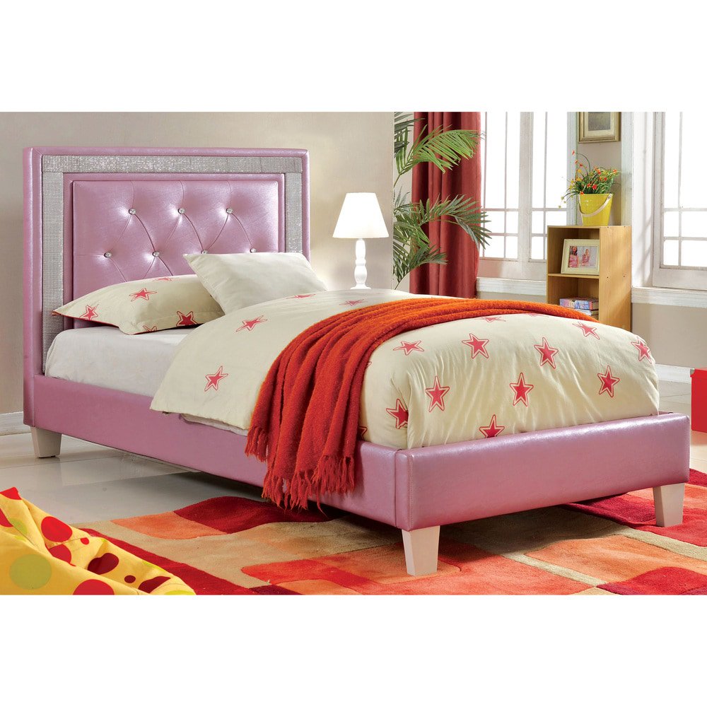 Furniture of America Fima Contemporary Purple Twin Platform Bed