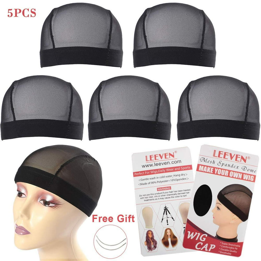 Leeven 5 Pcs/lot Stretchable Nylon Net Mesh Dome Caps for Making Wigs