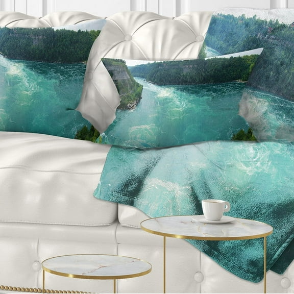 Designart Whirlpool Rapids - Landscape Photography Throw Pillow - 12x20