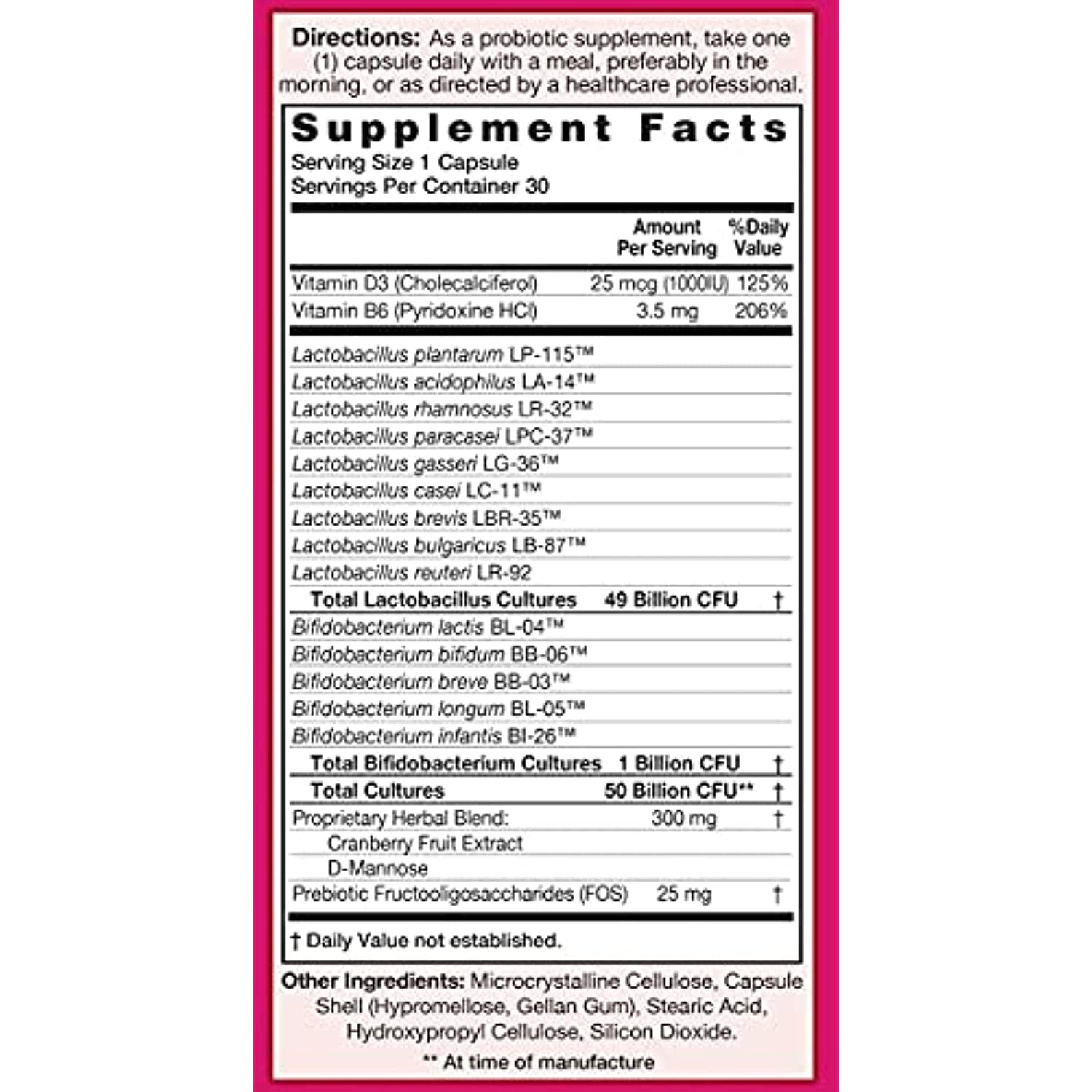 UriProbio, Women's Probiotic Supplement, Supports a Healthy Urinary Tract with Vitamin D3, B6, Cranberry & D-Mannose