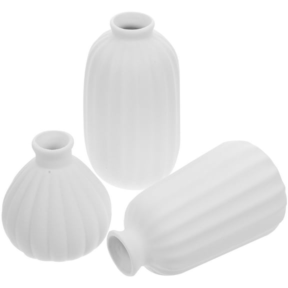 HOMEMAXS  3 Pcs Ceramic Vase Flowers Pottery Pots Dining Room Table Decor White