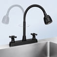 thumbnail image 4 of RV Kitchen Faucet 8 Inch Widespread Metallic Camper Sink Faucet, 360° Flexible Gooseneck Swivel Sprayer Head with 2 Water Flow Modes for Campers Motorhome Mobile Home, Matte Black, 4 of 10