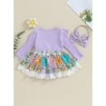 thumbnail image 4 of FOCUSNORM Barboteuse-Robe d'Automne pour Bébé Fille à Manches Longues, Broderie Florale, Tulle Patchwork, Barboteuse avec Bandeau, 4 of 9