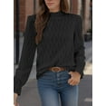 thumbnail image 4 of Weardear Womens Blouse Dressy Casual Mock Neck Textured Flounce Sleeve Tops Frenchy Shirred Shirts Business Work Pullovers, 4 of 5