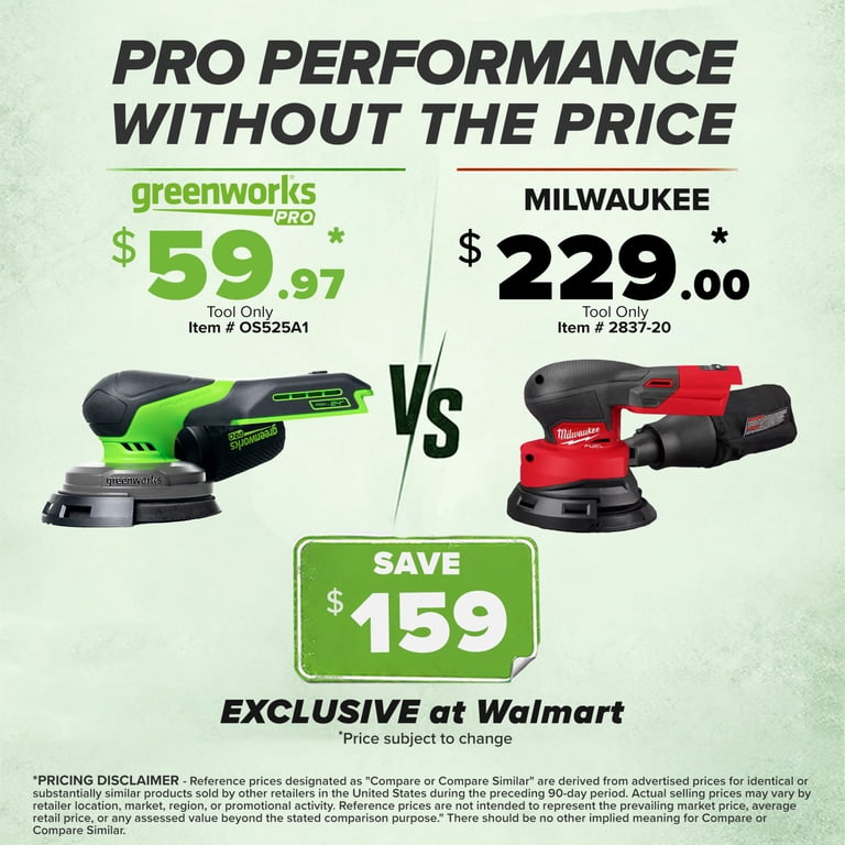 Greenworks Pro 24V Orbital Sander, 5" Pad, Tool Only photo 2