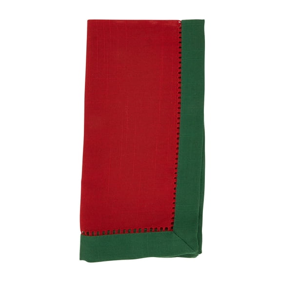 Saro Lifestyle Elegant Edges Two-Tone Hemstitched Napkin (Set of 12)