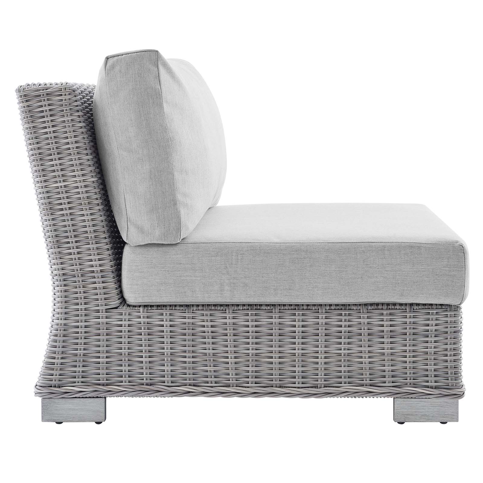 Modway Conway Sunbrella® Outdoor Patio Wicker Rattan Armless Chair in Light Gray Gray - image 3 of 9