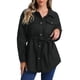 thumbnail image 1 of Chaqueta de trinchera casual INSPIRE CHIC para la moda de invierno de mujeres, abrigo con botones y cinturón, color negro, 1 of 6