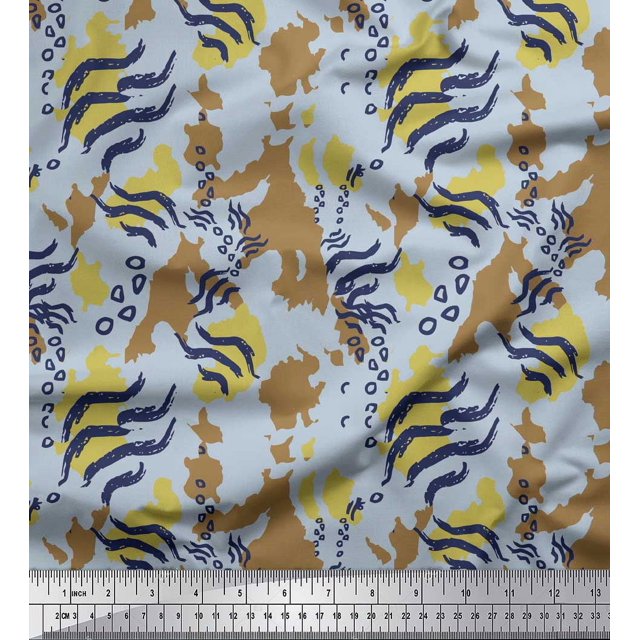 Soimoi Brown polyester Crepe Fabric Leopard & Wild Animal Skin Print Sewing Fabric BTY 52 Inch Wide