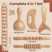 6 in 1 Wood Massage Tool Set, Full Body Sculpting Massager for Lymphatic Care, Body Shaping and Daily Body Care