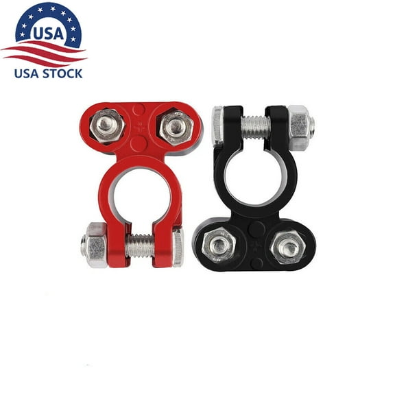 2PCS Car Battery Terminal Connector Top Post Positive Negative Heavy Duty Universal