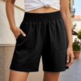 thumbnail image 2 of KHONTS Linen Shorts for Women Casual Summer High Waist Wide Leg Beach Vacation Shorts with Pockets Black M, 2 of 6