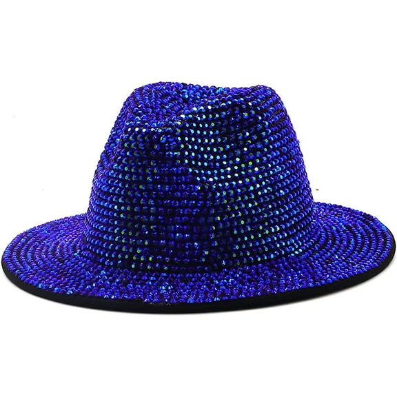 LINLIN Rhinestone Fedora Hats Wide Brim Panama Hat Casual Jazz Hats for Men Women