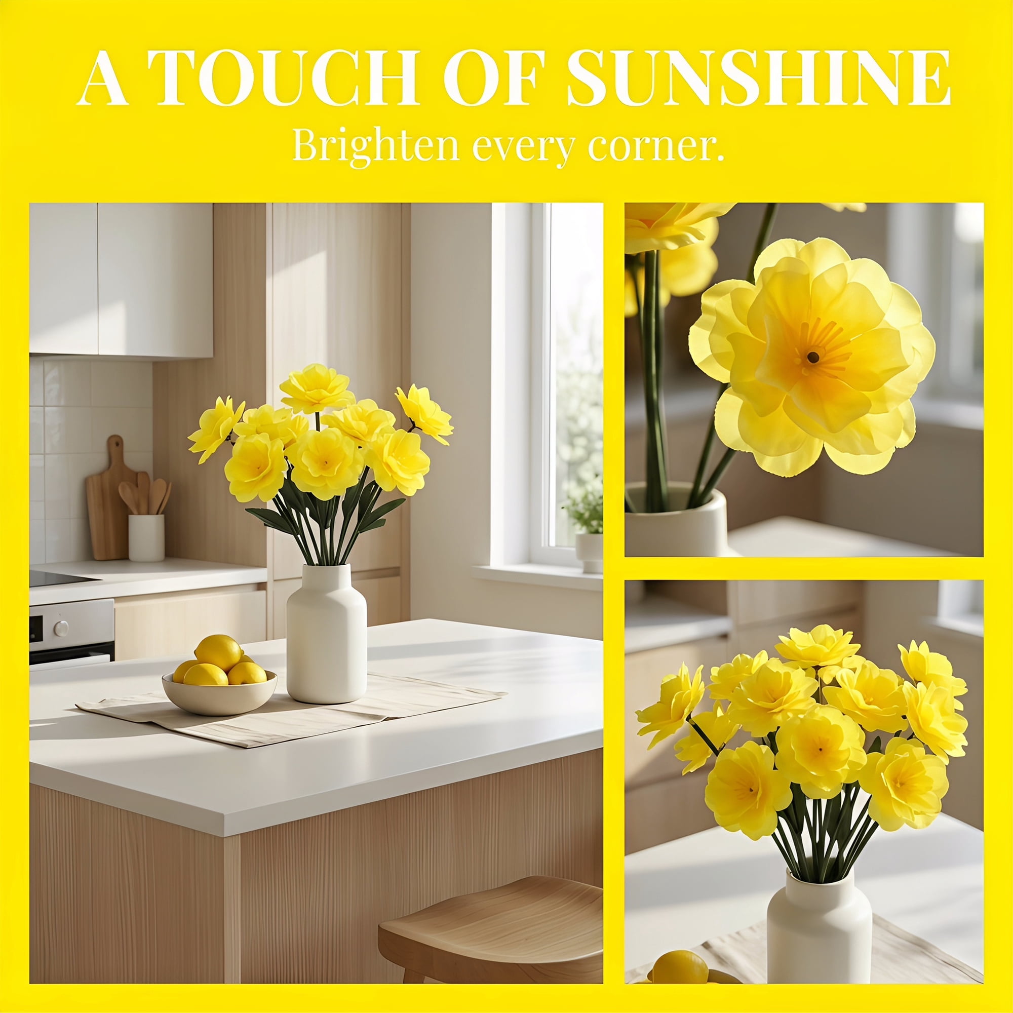 Unique Bargains Artificial Plum Craft Blossom Mini Bouquets Detachable Head Yellow 5.9 in