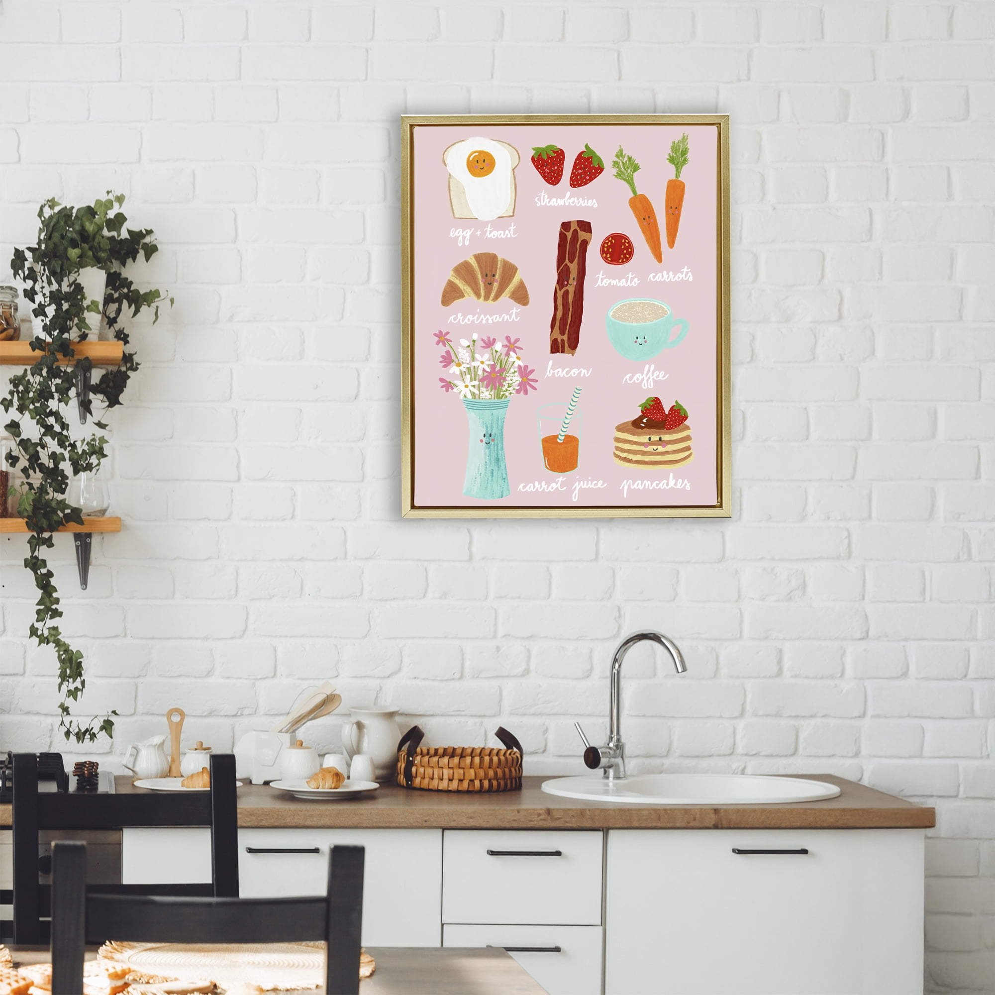 Stupell Industries Lush Summer Breakfast Gold Framed Floater Canvas Wall Art, design by Metka Hiti