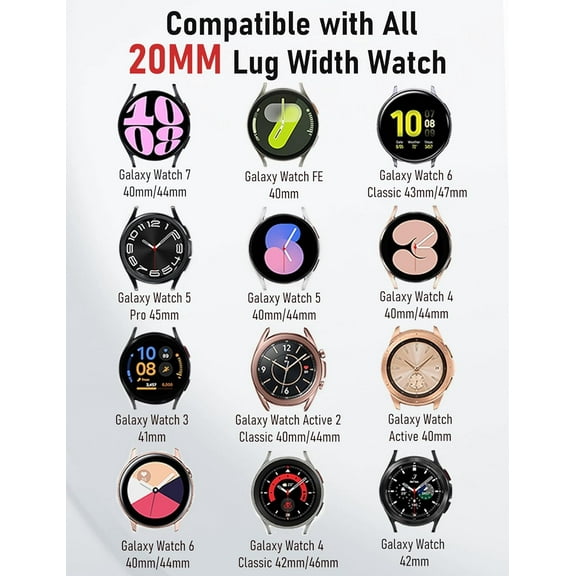 YUYAN-Leather Band for Men Compatible with Samsung Galaxy Watch 7/6/5/4/Active 2 40mm 44mm/Watch 6 Classic 43mm 47mm/Watch 5 Pro 45mm/Watch 4 Classic 42mm 46mm, 20mm Wristband Replacement Strap