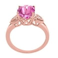 thumbnail image 4 of Mauli Jewels Rings for Women 2.42 Carat Oval Pink Topaz and Diamond Ring 4-Prong 10K Rose Gold, 4 of 6