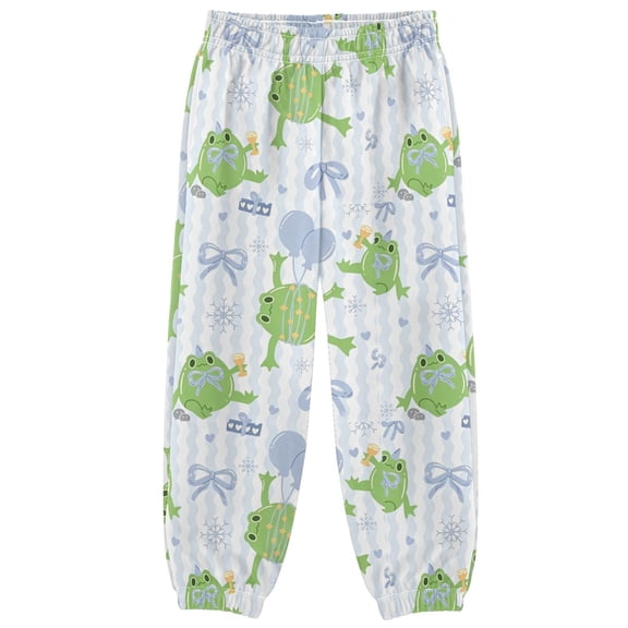 3T-10Y Men' Pant, Heavyweight Wrinkle-resistant Sweat Athletic Pants for Jogger Home Travel Green Frog Party Print Design